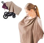 Breastfeeding Nursing Cover, 100% Cotton Nursing Scarf cover Mother Nursing Apron, (Brown)