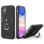 Zapcase Back Case Cover for iPhone 11 | Shock Proof Case for iPhone 11 with Camera Protection (Amor | Hybrid PC+TPU | Full Protection with Ring Holder Kickstand | Black)