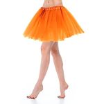 Women's Tulle Skirt Teen Adult Classic Elastic 3 Layered Tulle Tutu Skirt for Dress-up Parties Dancing for Women (Orange)