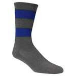 Dr. Scholls Mens Original Collection Faux Outdoor Rugby Stripe Crew Socks, Mens, Grey/Blue, Mens Shoe Size 6-12.5