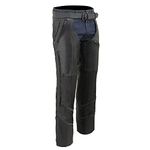 Milwaukee Leather Chaps for Men's Black Vented Naked Leather - Reflective Piping 5 Pockets Motorcycle Chap - ML1144-5X-Large