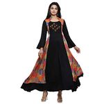 Yash Gallery Rayon Geometric Print Black Anarkali Diwali Kurta, Comfortable Women's Wear