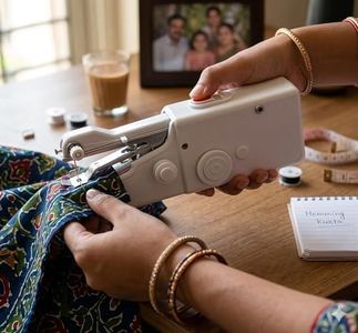 Primespot Electric Handy Stitch Mini Sewing Machine | Portable Handheld Silai Machine for Quick Stitching & Clothes Repair | Lightweight Stapler Style Sewing Tool for Home & Travel Use silai