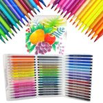 PLUSPOINT 48 Brush Pen Markers Set Soft-Tip Color Pens With Flexible Writing Tip Water-Based Ink Calligraphy Pens Bullet Journals Markers For Adult Coloring Writing Planner Art Supplier,Ink Multicolor