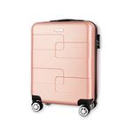 WORLD EXPLORER Cabin Suitcase | ABS Hard Shell with 360° Spinner Wheels & Com-bination Lock | Lightweight Cabin Luggage and Suitcase 34L – Ryanair Priority Size Travel Bag (Rose Gold, 55x40x20 CM)