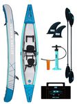 Beyond Marina Inflatable Kayak 2-Person - Drop Stitch Tandem Kayak for Adults | with Aluminum Paddles, Footrests, Seats, Fins, Pump, Explorer 13.77ft