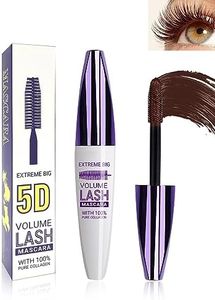 5D Silk Fiber Brown Mascara for Eyelashes, Waterproof Long Lasting Colored Mascara Liquid Lash Extensions, Smudge-Proof Volumizing Lengthening Curling Non-clump Color Mascara Makeup Party Stage Use