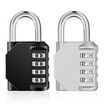 ZHEGE Combination Padlocks Outdoor, Heavy Duty Weatherproof Combination Locks Outdoor for Fence Gate, Sheds, 4 Digit Gym Padlocks, School Locker Padlocks 2 Pack (Black & Silver)