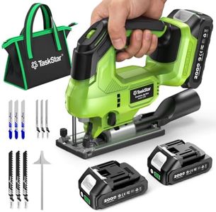 TaskStar Brushless Jigsaw, Cordless Jig Saw Tool with 2 * 2.0Ah Battery