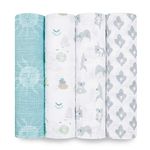 aden + anais Swaddle Blanket, Boutique Muslin Blankets for Girls & Boys, Baby Receiving Swaddles, Ideal Newborn & Infant Swaddling Set, Perfect Shower Gifts, 4 Pack, Now + Zen