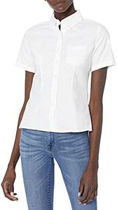 French Toast Girls' Short Sleeve Oxford Shirt, White, 8,Big Girls