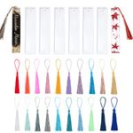 26 PCS Bookmark Epoxy Resin Mold, 6Pcs Silicone Bookmark Resin Moulds with 20 Pcs Colorful Tassels, DIY Transparent Resin Casting Bookmark Mould for Resin Jewelry Craft Decoration