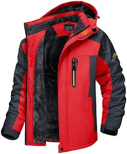 MAGCOMSEN Warm Jacket Men Winter Ski Jackets Waterproof Mountain Jacket Thermal Fleece Windproof Jacket Multi-Pockets Red