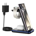 earteana Wireless Charging Station for Samsung,3 in 1 Wireless Charger Stand Dock for Samsung S22/S21/S20/S10/Note20/Note10,Galaxy Watch 4/3/Active/2/Gear S3,Buds+/Live,18W QC Adapter Included(Black)