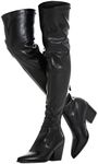 N.N.G Women Boots Winter Over Knee Long Boots Fashion Boots Heels Autumn Quality Suede Comfort Square Heels US Size, Black Pu 3''heel, 7.5 US