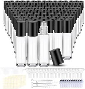 Olutacot 150 Pcs Essential Oil Roller Bottles 10 ml Leakproof Empty Glass Roll on Bottles with Stainless Steel Roller Balls with 20 Funnels 20 Droppers for Travel Perfume Essential Oil