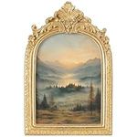 Navaris Antique Frame - 5x7" Gold Photo Frame with Ornate Vintage Design - Picture Frames for Photos, Wedding or Party Decor - Versatile Stand & Wall Hanging Options