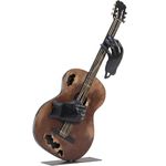 SunBlogs Art Metal Music Decor, 23” H Handmade Guitar Sculpture Home Decor, Hand-Painted Western Statue Decorations for Living Room, for Music Lovers Musician & Teachers (Vintage Brown)