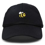 DALIX Bumble Bee Baseball Cap Dad Hat Embroidered Womens Girls, Black, One Size