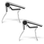 TIGER GACAPO2-2 Trigger Guitar Capos Easy to Use Universal Guitar Capos Chrome Pack of 2