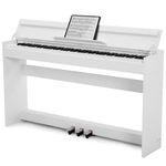 MUSTAR Digital Piano 88 Weighted Keys for Beginners, Full-Size 88 Key Piano Keyboard Semi Weighted, Electric Piano Keyboard 88 Keys with 3 Pedals, USB/MIDI, Wireless Connection (White)