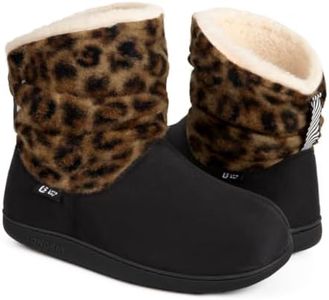 LongBay Slippers Boots for Women Warm Winter Bootie Leopard Print, US11-12