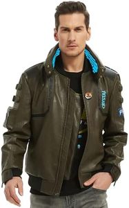 saounisi Men's Faux Leather Jacket,Costume Idea Cosplay Comic Con Wearing Cosplay Theme Party Coat XS Size Unisex Army Green