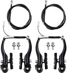 Riakrum 2 Sets Bike Brakes Include 2 Pairs V-type Brakes with 2 Pieces Braking Cables and 4 Pieces Cable End Caps for Mountain Bikes