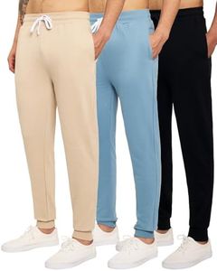Real Essentials Big & Tall King Size Mens Joggers Sweatpants Fleece Pants Sweat Clothing Pockets Baggy Elastic Cuffed Workout Bottom Athletic Soft Warm Winter Gym Active, Set 11, 5X Tall, Pack of 3