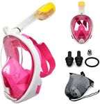 Delavala Snorkel Mask, Scuba Diving Mask for Snorkeling Diving Swimming, Easy Breath Scuba Snorkeling Gear with Silicon Mouth Piece and Easy Adjustable Strap (Pink-L)