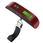 Pjp Electronics Travel Luggage Scale, Digital Luggage Weighing Scales for Suitcase with Temperature Reading 50 Kg Capacity (Red)