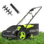 STEELITE 13-Inch 12-Amp 2-in-1 Electric Dethatcher and Scarifier, Removable 8-Gallon Collection Bag, 4-Position Height Adjustment, Ideal for Lawn Health