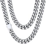 Stainless Steel Mens Cuban Link Chain, Miami Cuban Chain Necklace for Men, 12mm Wide Hip Hop Mens Jewelry, 18"