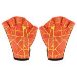 PATIKIL Webbed Swim Gloves, Swimming Aquatic Gloves Printing Water Resistance Training Accessories for Swimming and Diving, L, Orange