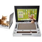 Cat Scratcher, Cat Scratch Pad, Cat Laptop, Cardboard Cat Laptop Scratcher with Fluffy Mouse, Cat Ball Track Pad Toy, Interactive Cat Toys for Indoor Cats