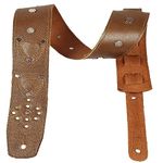 Antigo 2.5 Inch Leather Guitar Strap/Belt with IN-BUILT Pick Holder & Metal RIVITED/STUDDED Unique DESIGN for Acoustic/Electric/Bass/Folk/Heavy Guitars SIZE Adjustable 42-56 INCH Antique BROWN G-019