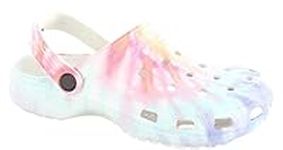 Ella Shoes Womens Clogs EVA Slip On Moulded Footbed Lightweight Comfort Stylish Pool Beach Garden Colourful Tie Dye Mules (Pink Marble, UK 5), (GS1)