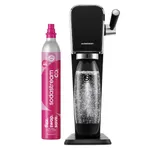 SodaStream ART Sparkling Water Maker, Soda Maker Starter Kit, Includes 1 Quick Connect 60L CO2 Gas Cylinder and 1 Dishwasher Safe BPA Free Bottle, Make your own Pepsi, Black