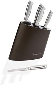 Stanley Rogers 41418 Modern Steel Metallic Mocha Knife Block Set, Stainless Steel Cook's, Bread, Carving, Utility and Paring Knives, 1 Knife Block (Colour: Brown, Silver), Quantity: 1 Set, 6 Pieces
