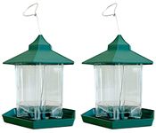 Selections Green Hanging Chalet Wild Bird Feeders for Seed and Nut (Pack of 2)