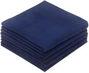 GBS Men's Cotton Handkerchiefs, Solid Color Pocket Square Hankies with Stripe -Navy