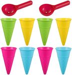 Kisangel 10pcs Outdoor Beach Toys Plastic Ice Cream Cones Scoop Set Kids Sand Mold Toys Seaside Play Sand Toys for Children Toddlers ( Random Color )