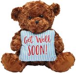 BLUE PANDA Get Well Soon Bear Plush Pillow, Get Well Soon Bear for Kids, Adults (Dark Brown, 14 in)