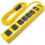 Yellow Jacket Metal Power Strip with 6 Outlets and 6 Foot Cord, Includes 2 evenly Spaced outlets and Sliding Safety Covers