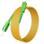 20 Meters SC/APC to SC/APC Fiber Optic Internet Cable, Single Mode Fiber Patch Cable, Fiber Optic Jumper Cable, Optical Patch Cord for Internet - SIMPLEX - 9/125um - OS1/OS2 Compatible, LSZH Yellow