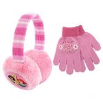 Disney Winter Earmuffs Warmers and Kids Gloves Sets, Princess Plush, Pink, Little Girls, Ages 4-7, Pink, Little Girls, Ages 4-7