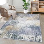 Vaukki Modern Abstract Hallway Runner Rugs, Non Skid Washable Soft Laundry Room Rug, Non Slip Indoor Floor Accent Mat Carpet Runner for Bathroom and Bedroom (Grey and Beige, 3'x5')