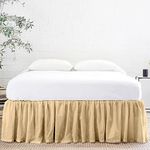 Linenweaves Bed Skirt Queen Size 18 Inch Drop | Solid Pattern Microfiber Easyfit | Tailored Wrinkle Fade Resistance Soft Fabric Stylish Design Bed Frame Legs Cover- (Cream Beige, 60 * 80 in)