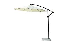 DEVOKO Grand Patio 9 Ft Outdoor Offset Cantilever Umbrella with PVC Base & Crank Handle for Deck, Garden, Terrace, Balcony, Backyard, Restaurant or Poolside Area (Off-White)