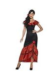 Smiffys Adult Women's Flamenco Senorita Costume, Dress and Headpiece, Around the World, Serious Fun, 45514, Black, Size L